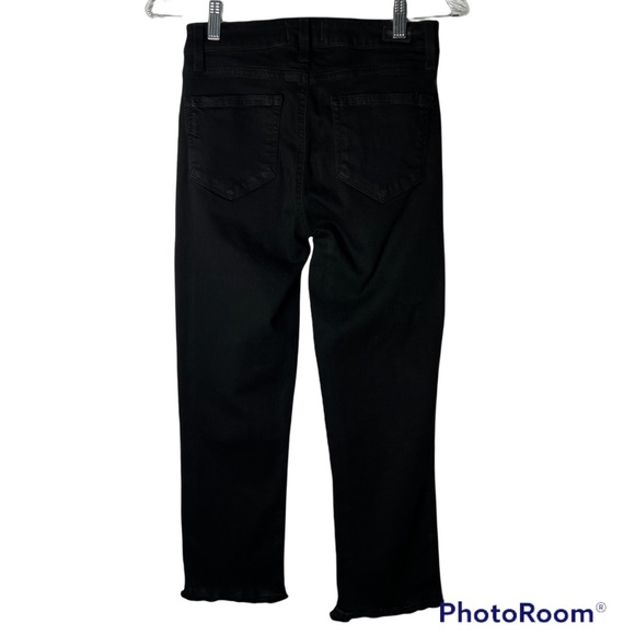 PAIGE Jeans Black Elaine High Rise Denim Raw Hem Jeans Size 25 - Picture 4 of 17
